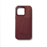 Mujjo iPhone 15 Pro Max Kuori Full Leather Wallet Case MagSafe Burgundy