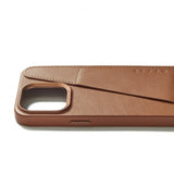 Mujjo iPhone 15 Pro Max -kotelo täysnahkainen lompakkokotelo MagSafe Dark Tan