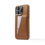 Mujjo iPhone 15 Pro Max -kotelo täysnahkainen lompakkokotelo MagSafe Dark Tan