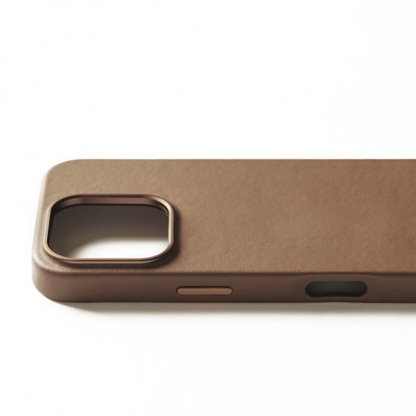 Mujjo iPhone 16 -suojakuori, täysnahka, Dark Tan