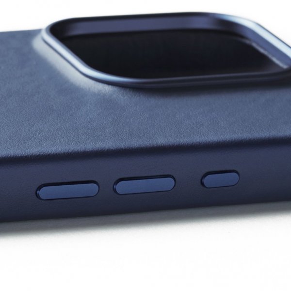 Mujjo iPhone 16 Pro -kuoret, täysnahkainen Monaco Blue -suojakotelo