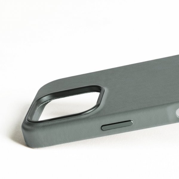 Mujjo iPhone 16 Pro -kotelo täysin nahkaa, Green Smoke
