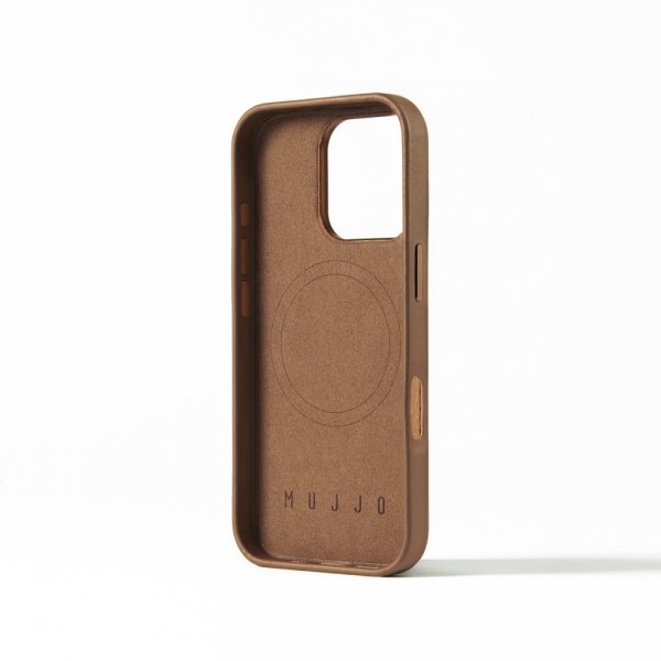 Mujjo iPhone 16 Pro kuoret Full Leather Case Dark Tan