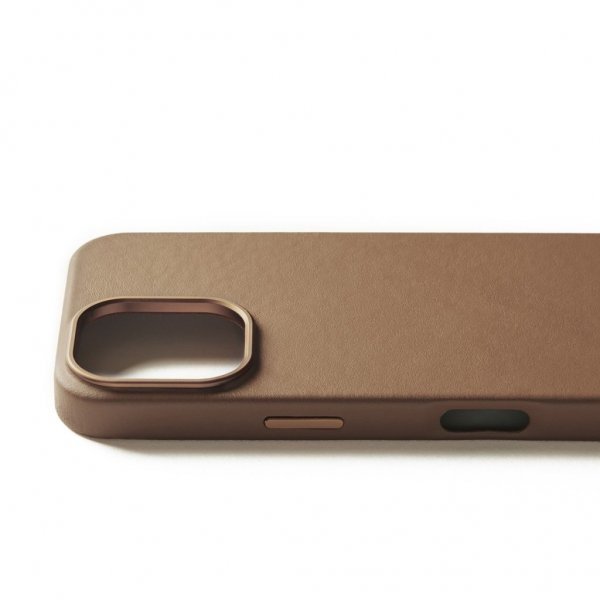 Mujjo iPhone 16 Pro kuoret Full Leather Case Dark Tan