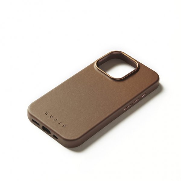 Mujjo iPhone 16 Pro kuoret Full Leather Case Dark Tan