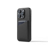 Mujjo iPhone 16 Pro Nahkakotelo Lompakolla Musta
