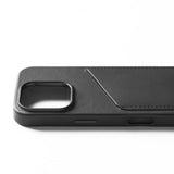 Mujjo iPhone 16 Pro Nahkakotelo Lompakolla Musta