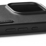 Mujjo iPhone 16 Pro Nahkakotelo Lompakolla Musta