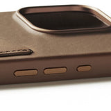 Mujjo iPhone 16 Pro Nahkakotelo Lompakolla – Dark Tan