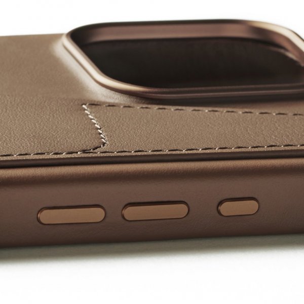 Mujjo iPhone 16 Pro Max -kotelo täysnahkainen lompakkokotelo, tummanruskea