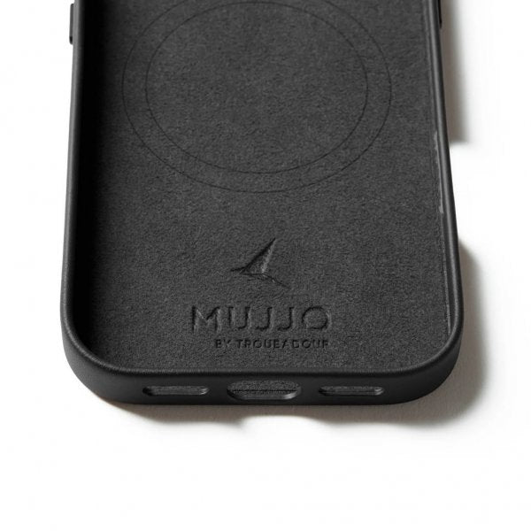 Mujjo iPhone 17 -suojakuori, kokonahkainen, MagSafe, musta