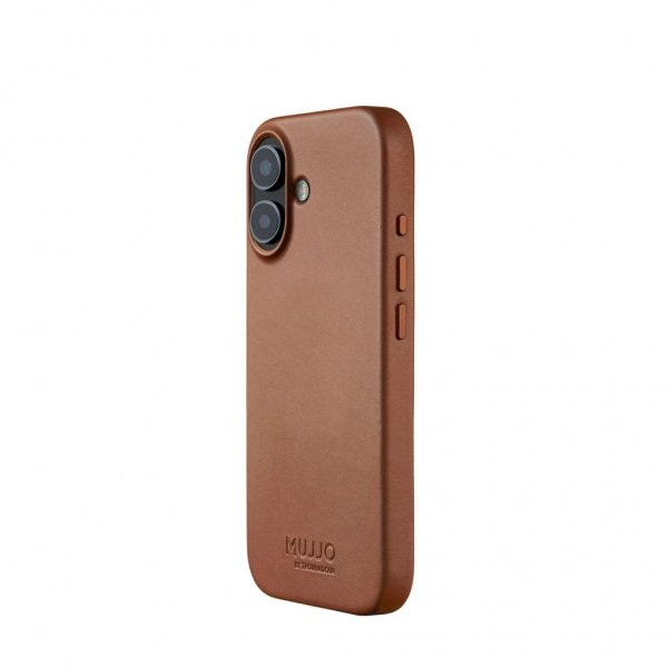 Mujjo iPhone 17 -kotelo, täysin nahkainen, MagSafe, Tan