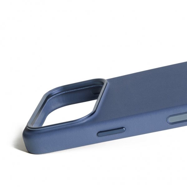 Mujjo iPhone 17 Pro -suojakuori, täysnahkainen MagSafe, Monaco Blue