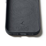 Mujjo iPhone 17 Pro -kuori, kokonahkainen kotelo MagSafe Basalt