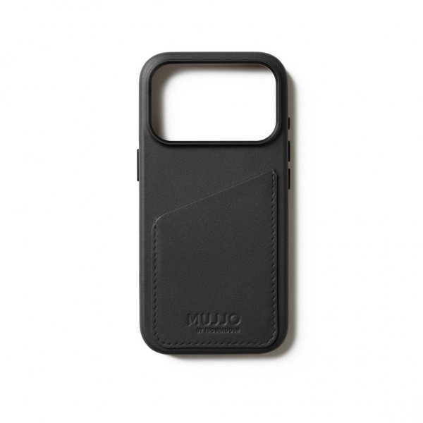 Mujjo iPhone 17 Pro Full Leather Wallet Case MagSafe Musta