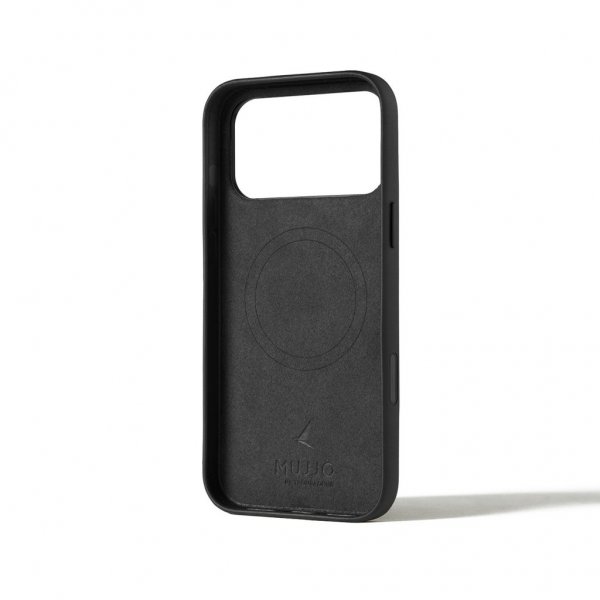 Mujjo iPhone 17 Pro Max Kuori Täysnahkainen Kotelo MagSafe Musta