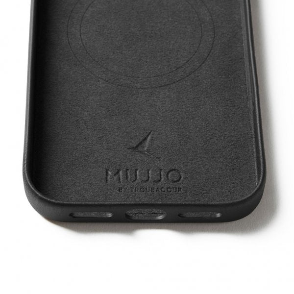 Mujjo iPhone 17 Pro Max Kuori Täysnahkainen Kotelo MagSafe Musta