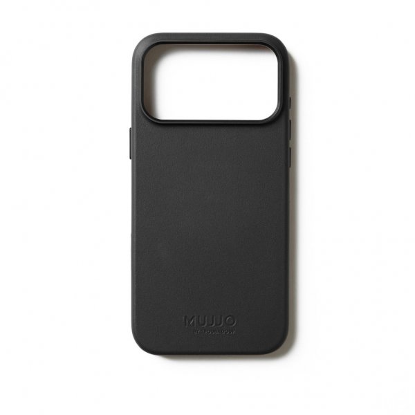 Mujjo iPhone 17 Pro Max Kuori Täysnahkainen Kotelo MagSafe Musta