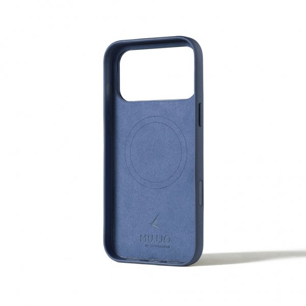 Mujjo iPhone 17 Pro Max -suojakuori täydellä nahalla MagSafe Monaco Blue