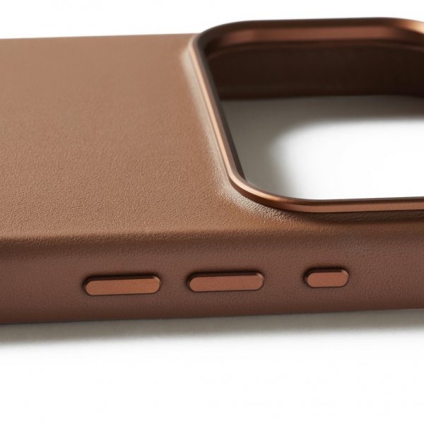 Mujjo iPhone 17 Pro Max -täysnahkakotelo MagSafella, ruskea