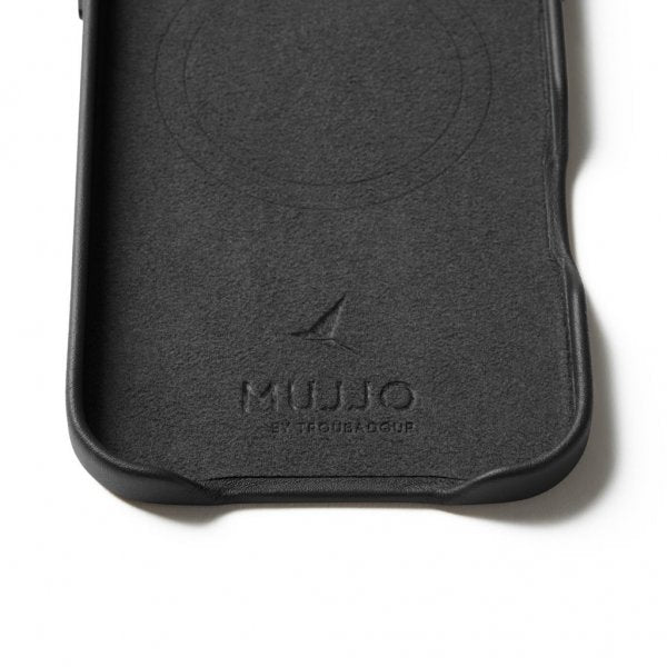 Mujjo iPhone Air-kotelo, täysnahkainen MagSafe-yhteensopiva suojakuori, musta