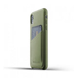 Mujjo iPhone Xr -kotelo (Full Leather Wallet Case, Olive)