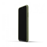 Mujjo iPhone Xr -kotelo (Full Leather Wallet Case, Olive)