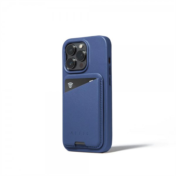 Mujjo Korttikotelo Full Leather Magnetic Wallet Monaco Blue