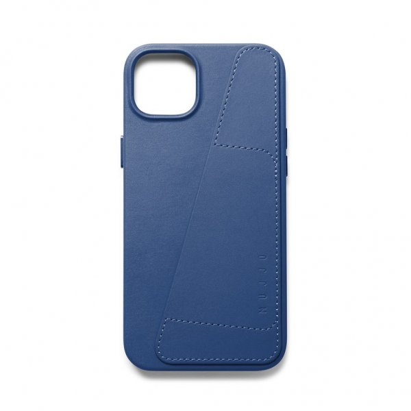 Mujjo iPhone 14 Plus Full Leather Wallet -suojakuori, Monaco Blue