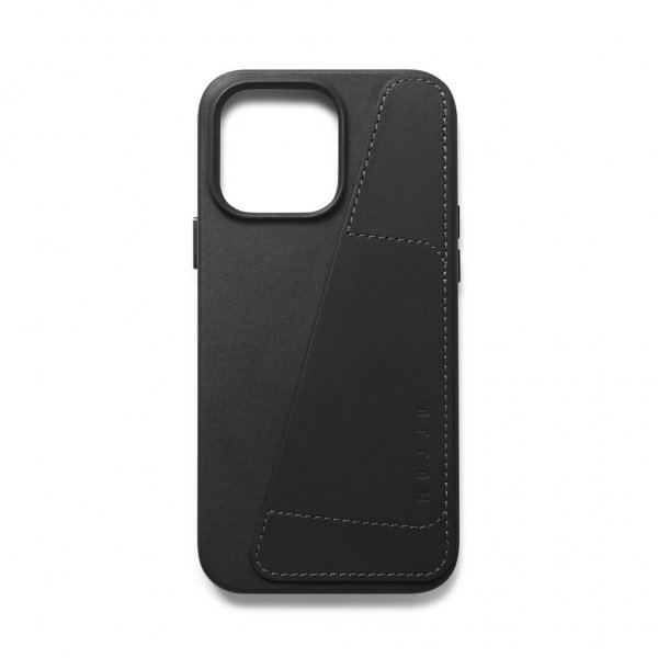 Mujjo iPhone 14 Pro Max -kuoret, täysnahkainen lompakkokotelo, musta