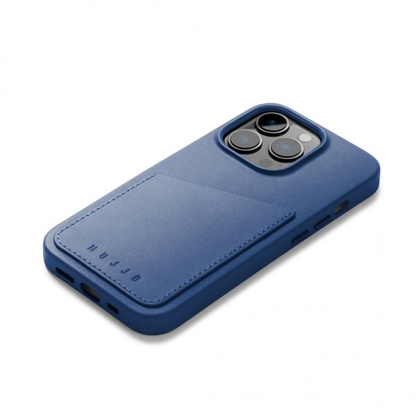 Mujjo iPhone 14 Pro -suojakuori, Full Leather Wallet Case, musta