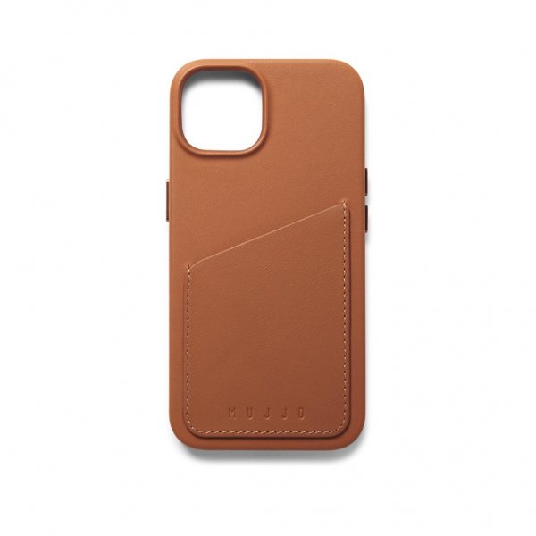 Mujjo iPhone 14 Full Leather Wallet -suojakuori, ruskea