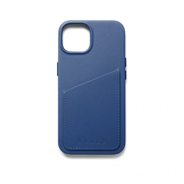 Mujjo iPhone 14 Full Leather Wallet Case - Monaco Blue