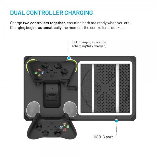 Kiinteä monitoiminen telakointiasema Xbox Series X/Series S musta