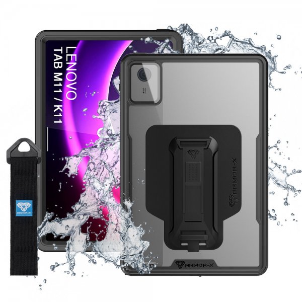 Armor-X Lenovo Tab M11 TB330 -suojakuori IP68-vedenpitävä iskun- ja pölynkestävä käsihihna jalusta X-Mount