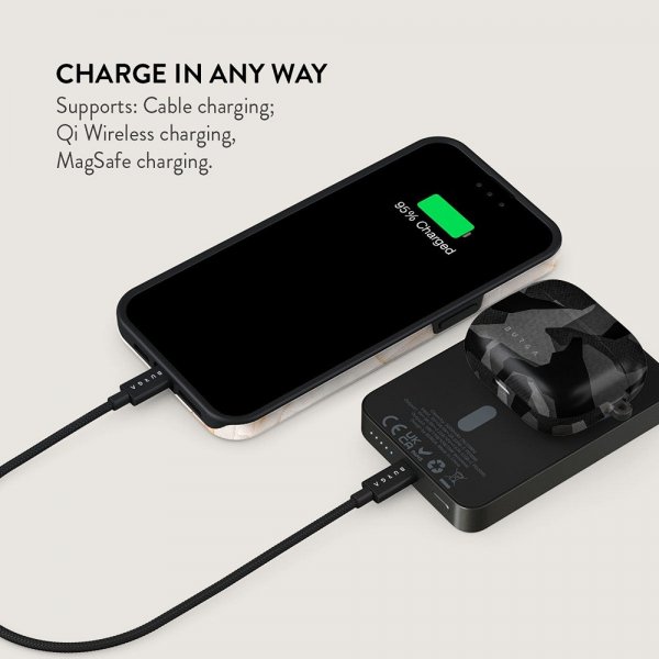 Burga Powerbank MagSafe 5000 mAh Night Black Camo Metallinharmaa