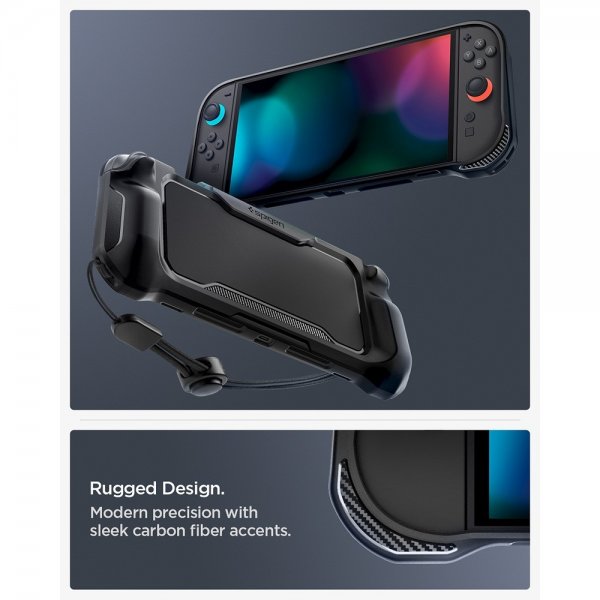 Spigen Nintendo Switch 2 -suojakuori Rugged Armor, mattamusta