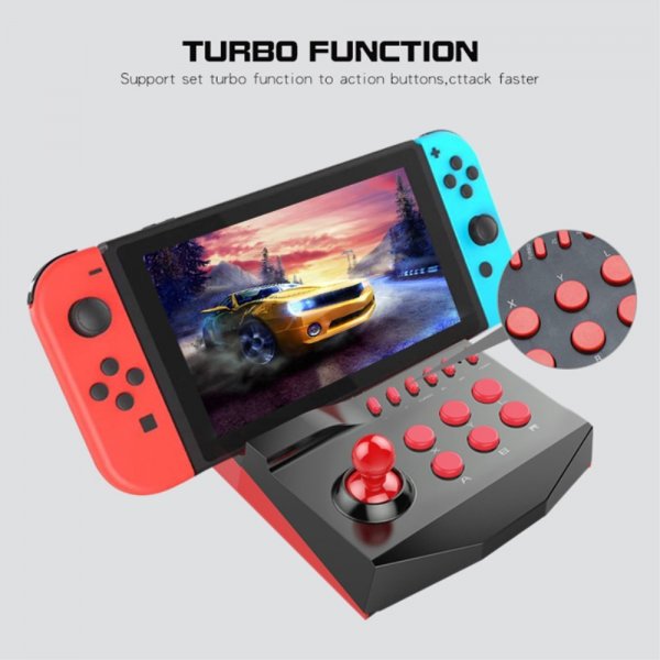 Nintendo Switch/Switch Lite -arkadipeliohjain ohjaussauvalla, musta/punainen
