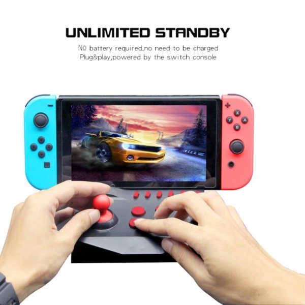Nintendo Switch/Switch Lite -arkadipeliohjain ohjaussauvalla, musta/punainen