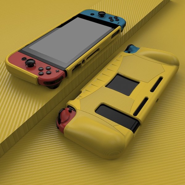 Nintendo Switch -suojakuori, hiilikuitukuvio, keltainen