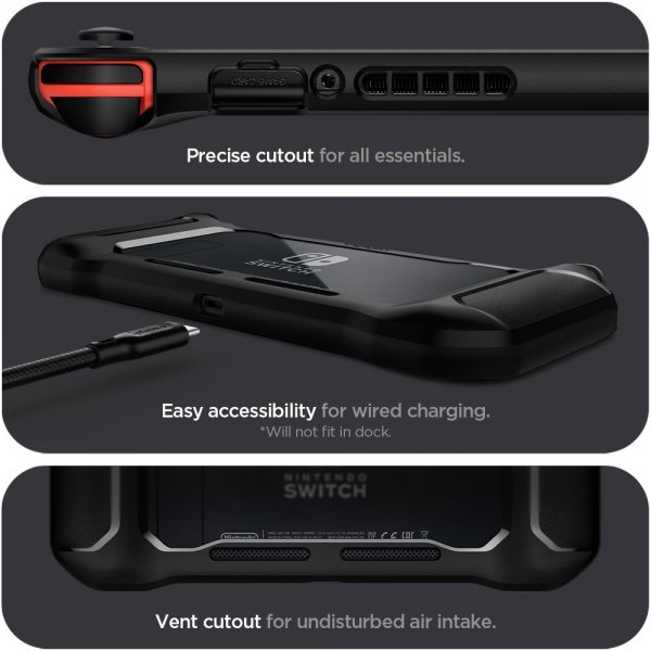 Spigen Nintendo Switch -kuori Rugged Armor mattamusta