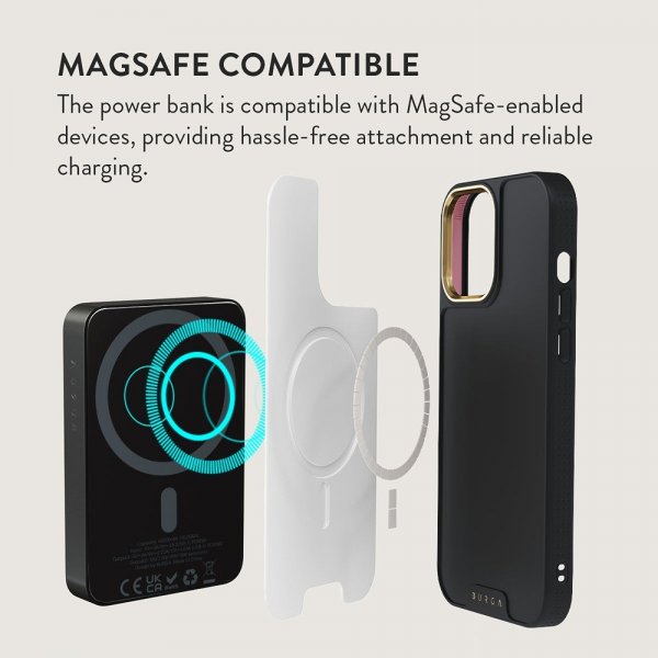Burga Powerbank MagSafe 5000 mAh No Talking Metallinharmaa