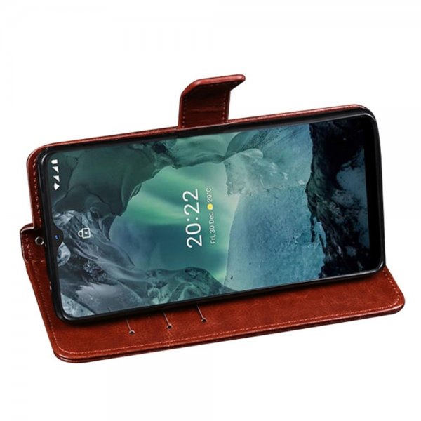 Nokia G11/G21 Suojakotelo, nahkatekstuuri, ruskea