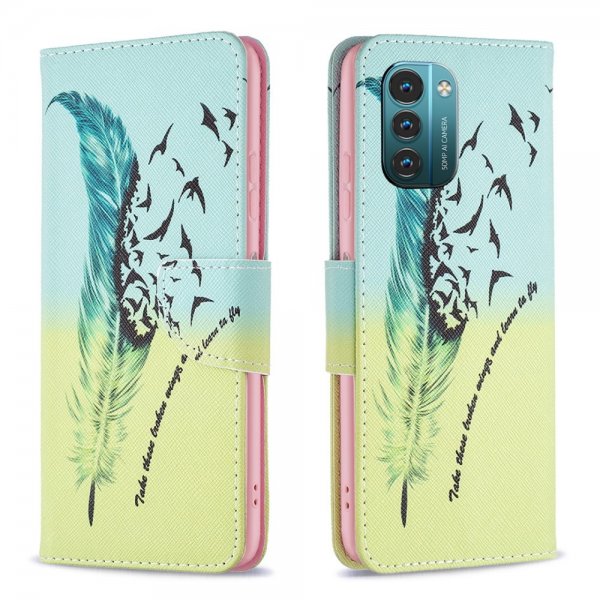 Nokia G11/G21 Suojakuori Kuvio Höyhen ja Linnut