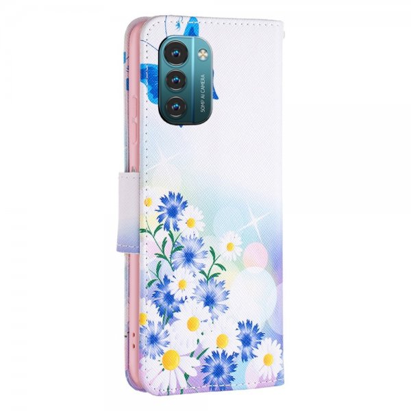 Nokia G11/G21 Suojakotelo Perhos- ja kukka-aiheilla