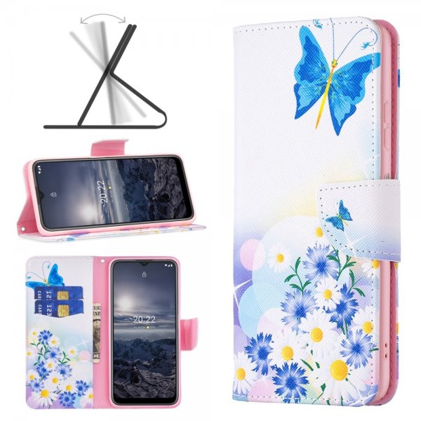 Nokia G11/G21 Suojakotelo Perhos- ja kukka-aiheilla