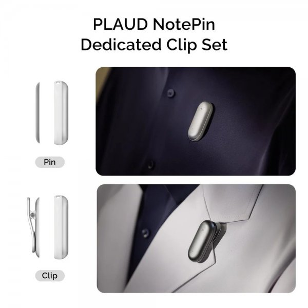 Plaud NotePin puristin ja magneettinen pinni Lunar Silver