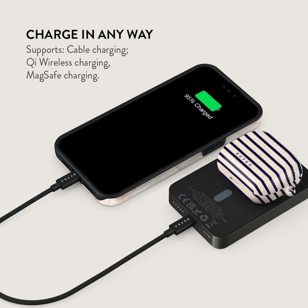 Burga Powerbank MagSafe 5000 mAh Old Money Metallinharmaa