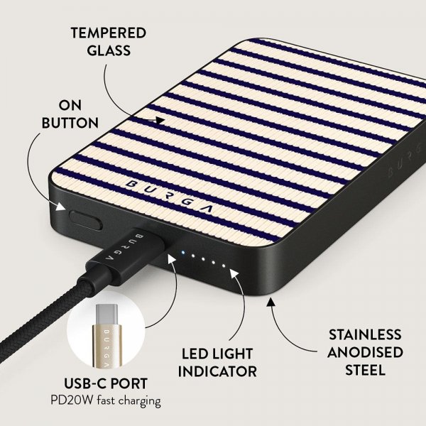 Burga Powerbank MagSafe 5000 mAh Old Money Metallinharmaa