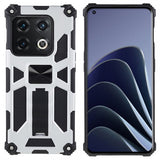 OnePlus 10 Pro Kuori, jossa metallilevy ja jalustatoiminto, hopea